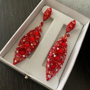 Custom Red Swarovski Pageant Earrings